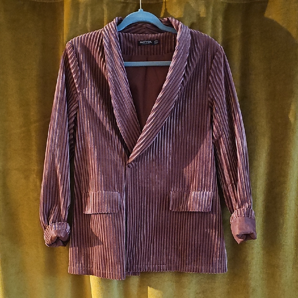 Nasty Gal Pink Velvet Blazer